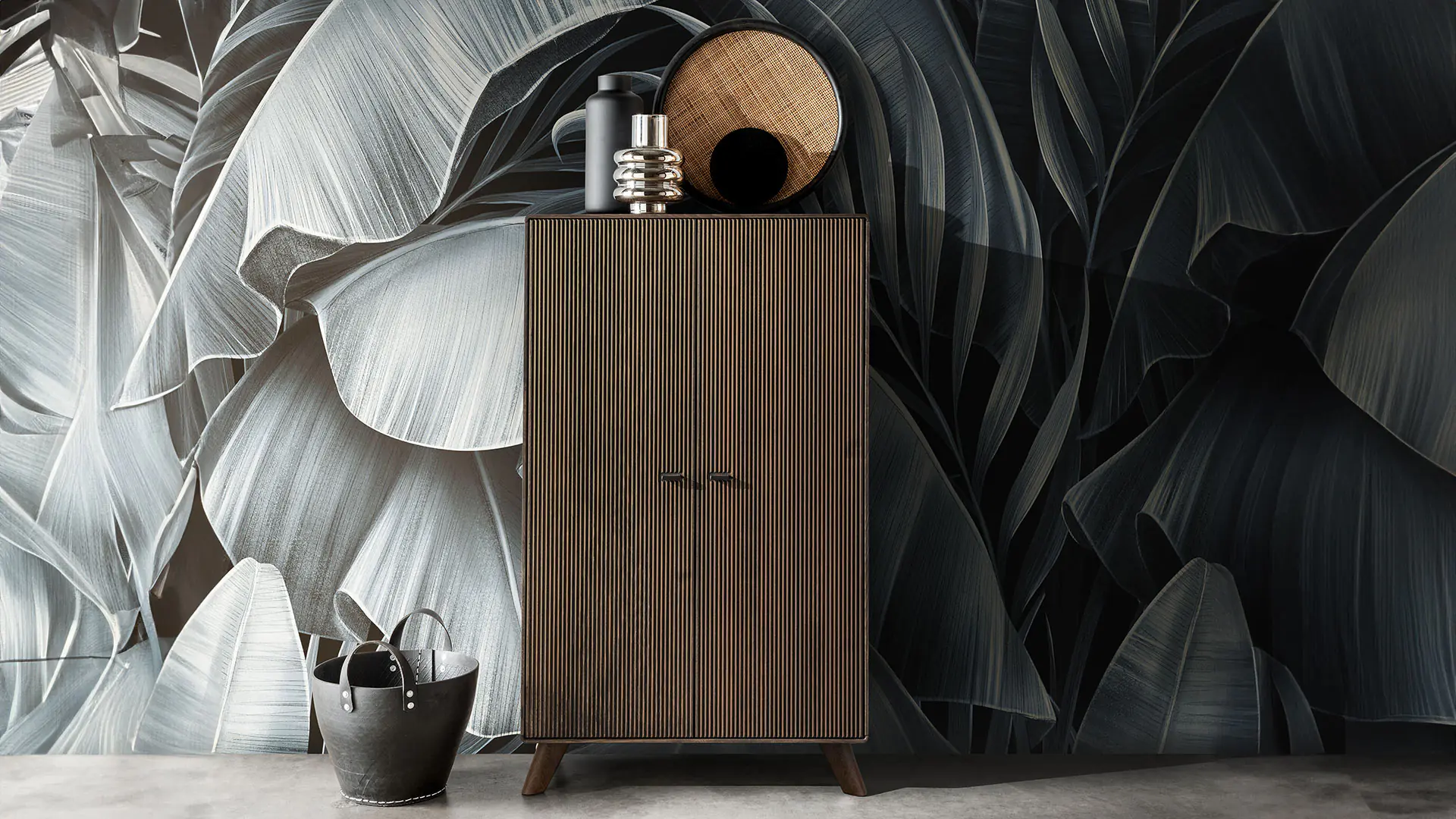 Highboard Lado, massief beuken kernhout, geolied in de kleur tabak